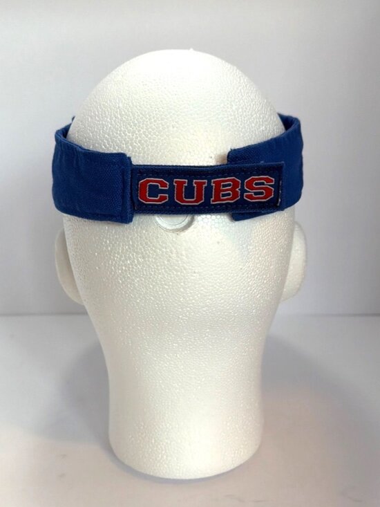 Vintage Chicago Cubs Blue Adjustable Visor By Twins Enterprise 100% Cotton - Picture 3 of 7
